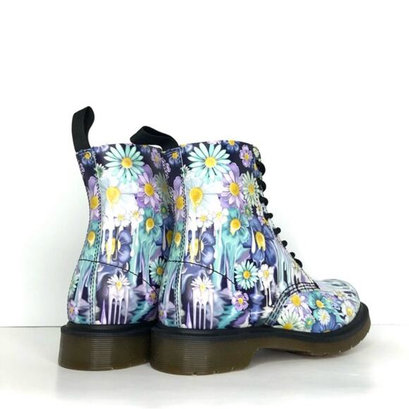 NIB Dr Martens 1460 Paint Slick Slime Floral Lace Up Ankle Boots Women’s 6 Shoes - Picture 6 of 13